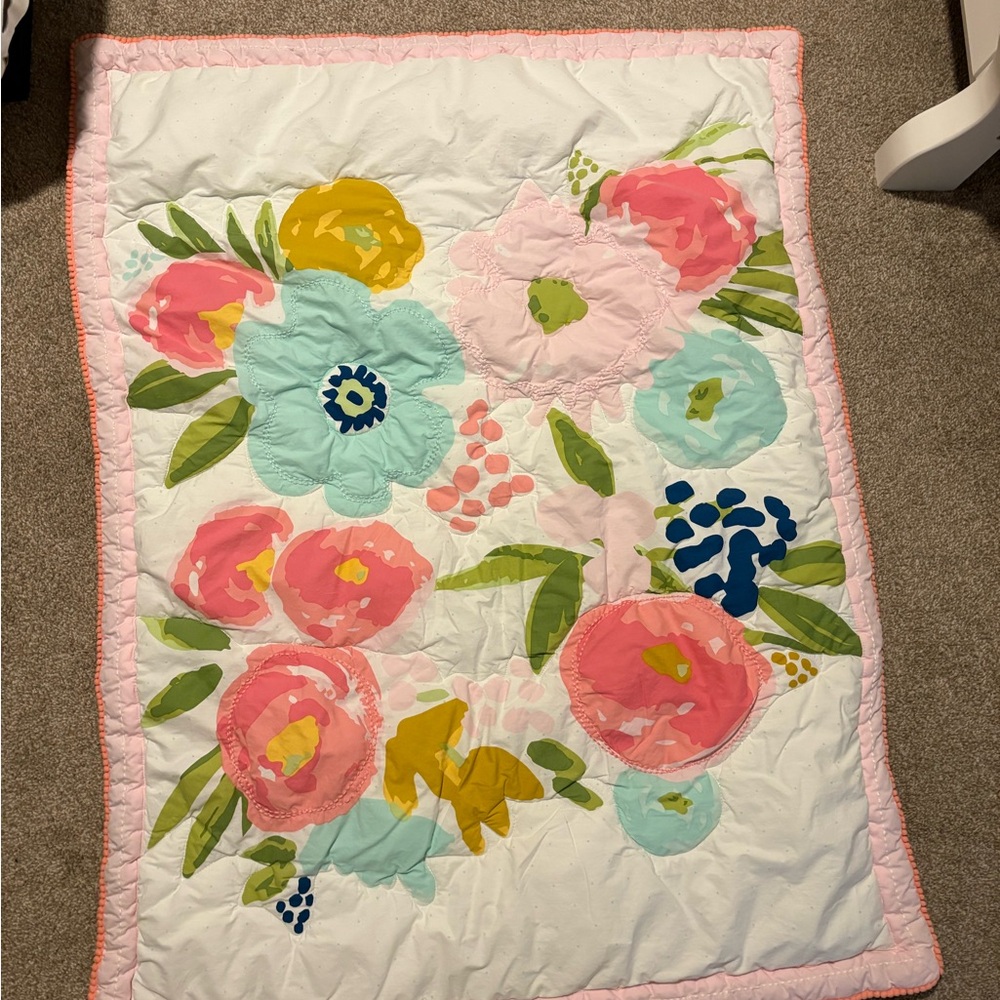 Cloud Island Floral Fields Crib Bedding Set with Pink and Green